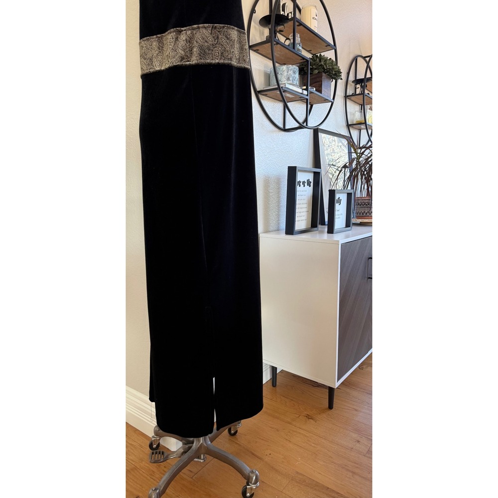Coldwater Creek Size 12 Black Velvet Paisley‎ Maxi Dress Jacket 2-Pc Set Holiday - Picture 4 of 16